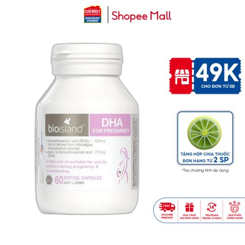 DHA cho phụ nữ mang thai Bioisland DHA 60 viên cung cấp DHA cho mẹ bầu giúp phát triển trí não của thai nhi