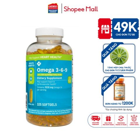 Bổ sung dầu cá Omega 369 Supports Heart Health Kirkland 325 viên tăng cường trí nhớ, thị lực, hỗ trợ xương khớp