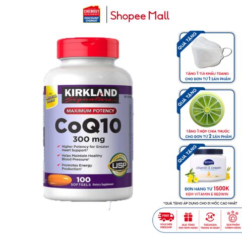 CoQ10 bổ tim Kirkland Signature CoQ10 300mg giúp bổ tim mạch của Mỹ 100 viên