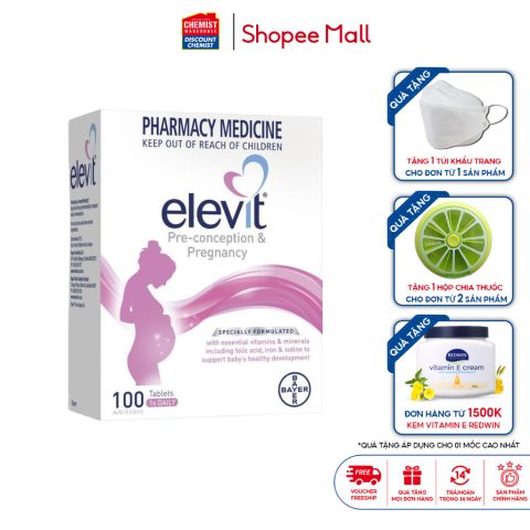 Bổ sung vitamin cho mẹ bầu Elevit Healthy Baby Healthy Mum 100 viên tăng cường sức khỏe và sức đề kháng cho mẹ và bé