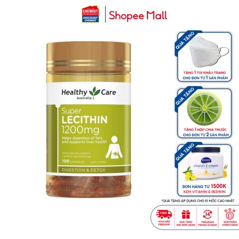 Viên uống mầm đậu nành điều hòa nội tiết Super Lecithin Healthy Care 100 viên của Úc