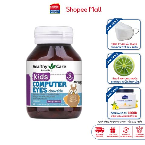 Viên nhai bổ mắt cho bé Healthy Care Kids Computer Eyes 60 viên của Úc