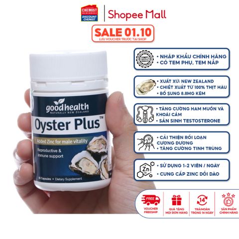 Tinh chất hàu Oyster Plus GoodHealth 60 viên tăng cường sinh lý nam, giúp cải thiện thời gian và nhu cầu