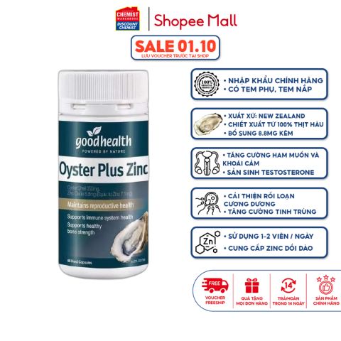 Tinh chất hàu Oyster Plus Zinc Goodhealth 60 tăng cường sức khỏe và sinh lý nam, hỗ trợ vô sinh, hiếm muộn cho nam giới